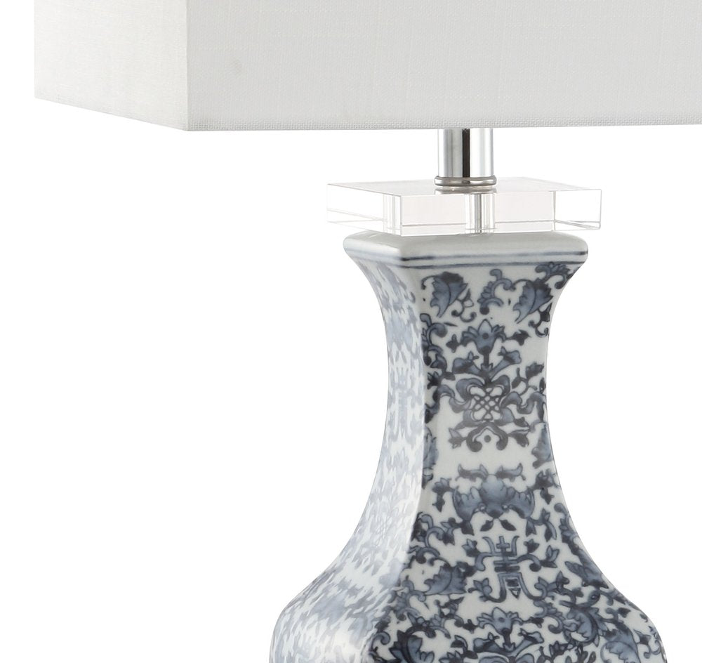 28" Clear Novelty Table Lamp With Square Shade. Table lamp isolated on a plain white background, finished in clear.