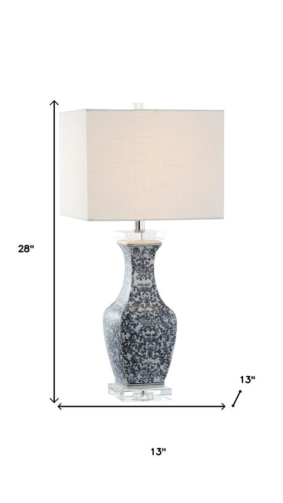 28" Clear Novelty Table Lamp With Square Shade. Table lamp isolated on a plain white background.