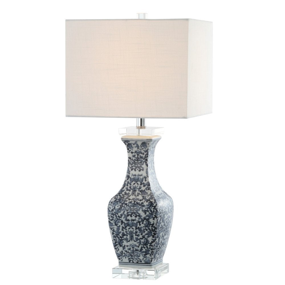 28" Clear Novelty Table Lamp With Square Shade. Table lamp isolated on a plain white background.
