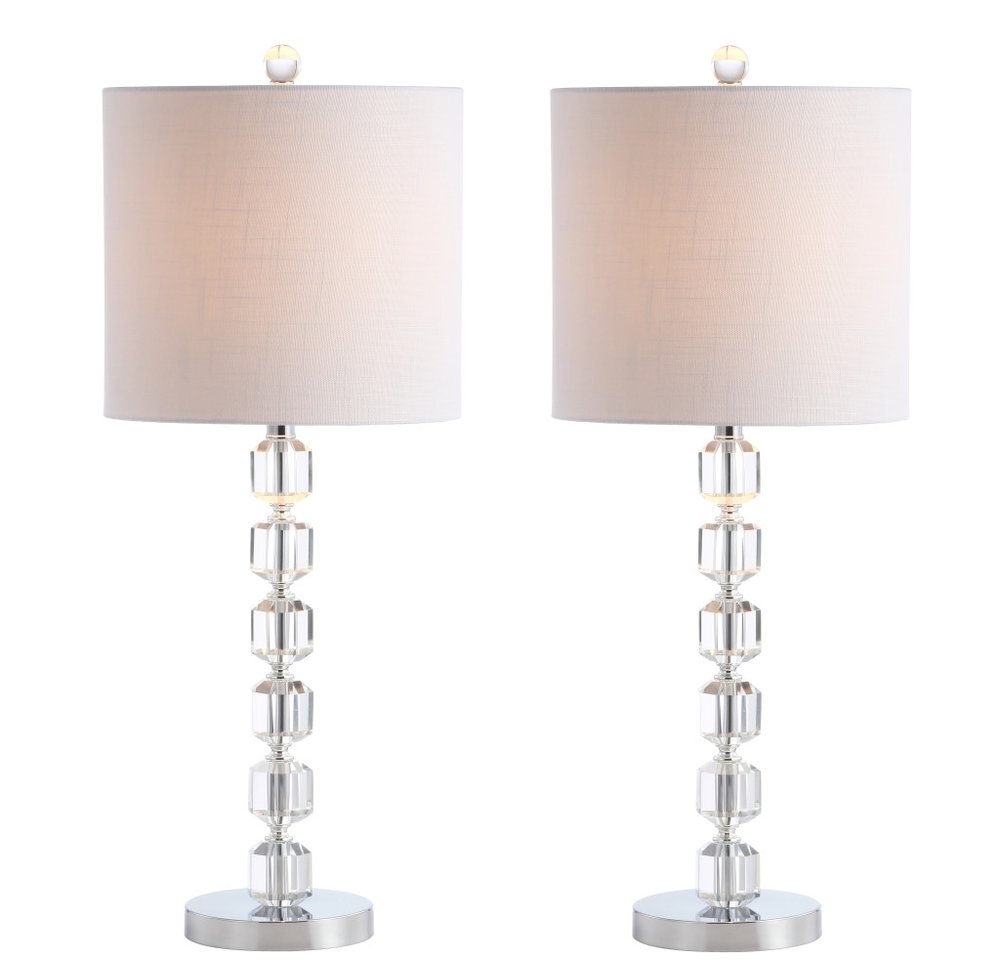 Set of Two 28" Silver Table Lamps With Drum Shades