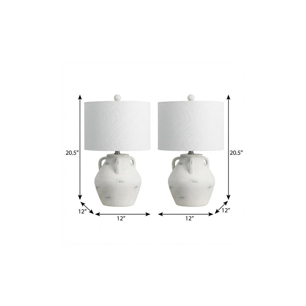 Set of Two 21" Clear Novelty Table Lamps With Drum Shades