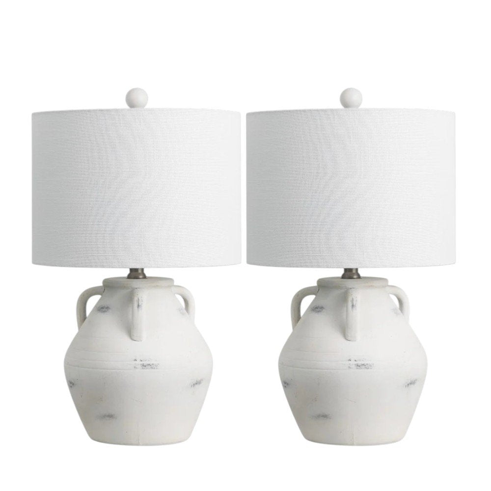 Set of Two 21" Clear Novelty Table Lamps With Drum Shades