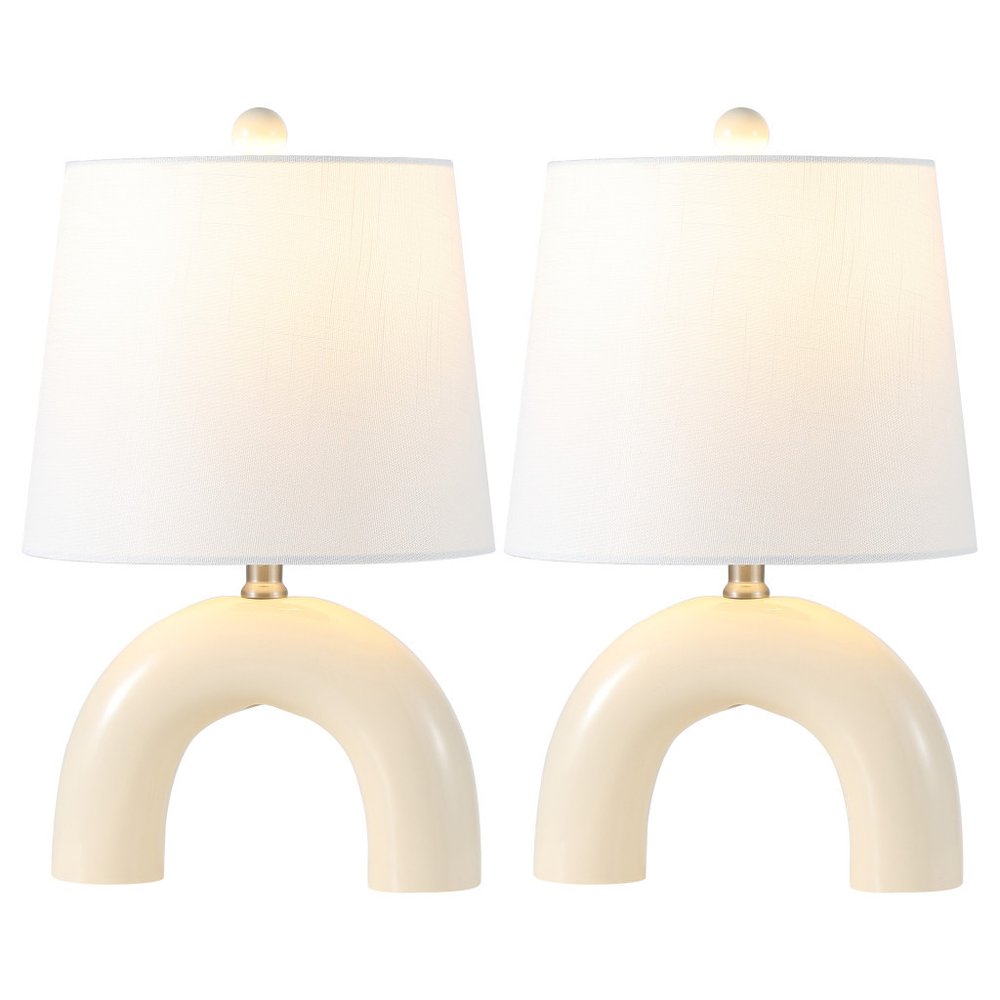 Set of Two 18" Clear Novelty Table Lamps With Empire Shades on a white background