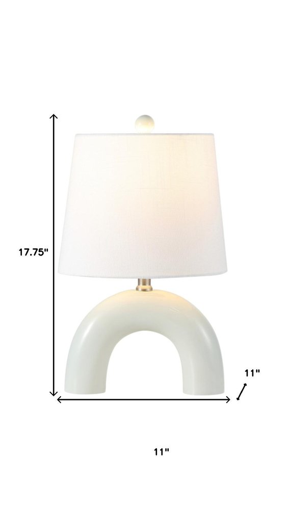 Set of Two 18" White Geometric Arched Lamps With Empire Shades