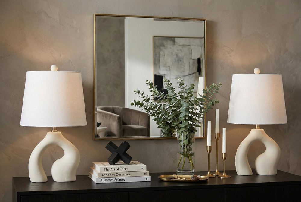 Set of Two 19" Clear Novelty Table Lamps With Empire Shades