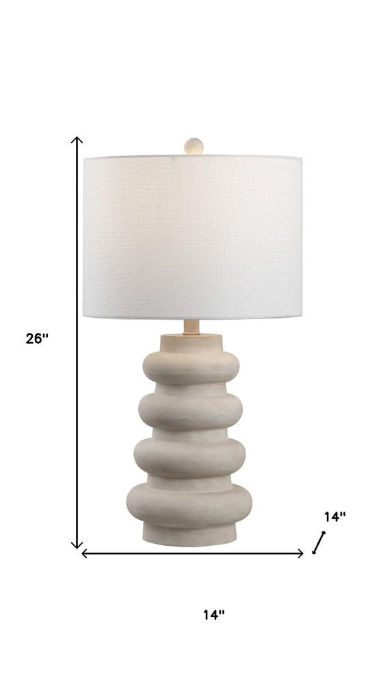 26" Clear Round Table Lamp With Drum Shade. Table lamp isolated on a plain white background, showing its clear color.