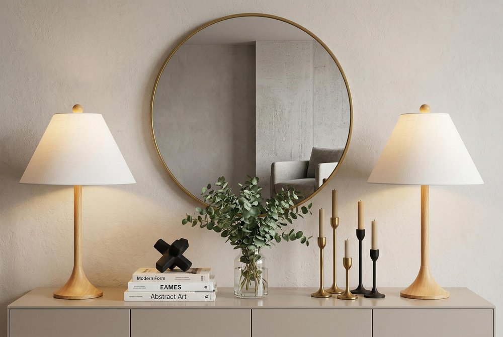 Set of Two 25" Brown Table Lamps With Empire Shades