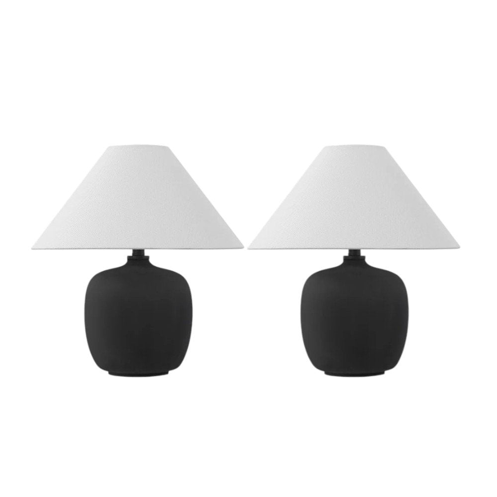 Set of Two 18" Clear Novelty Table Lamps With Empire Shades