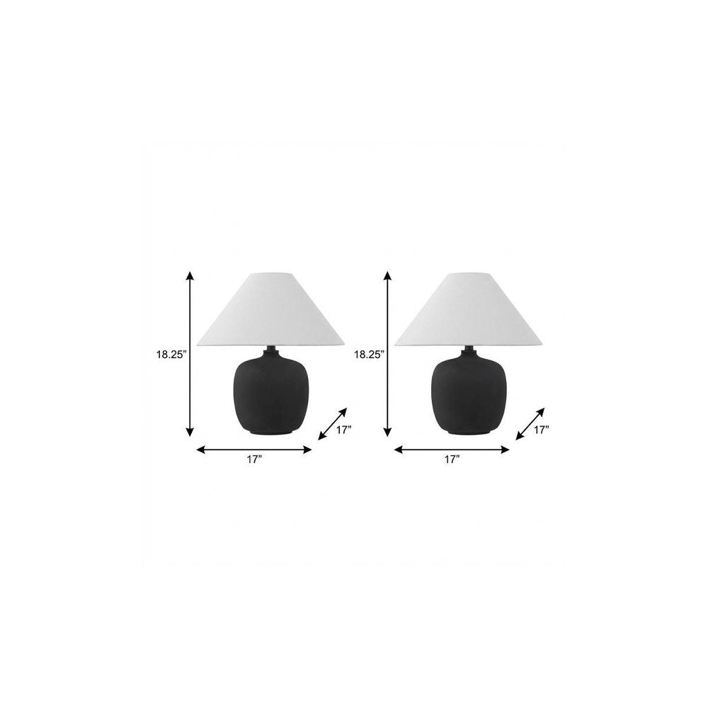 Set of Two 18" Clear Novelty Table Lamps With Empire Shades