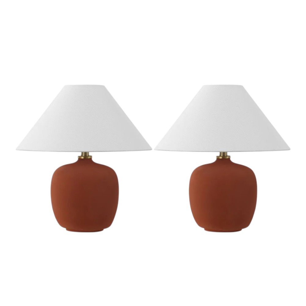 Set of Two 18" Clear Novelty Table Lamps With Empire Shades