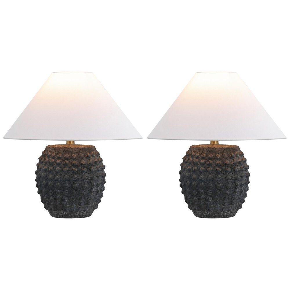 Set of Two 18" Clear Novelty Table Lamps With Empire Shades