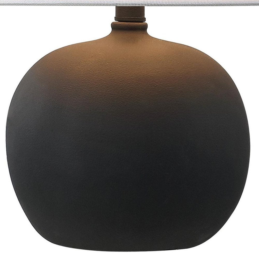 Set of Two 18" Black Round Bedside Lamps With Cone Shades on a white background