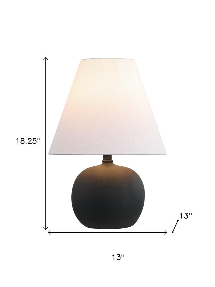 Set of Two 18" Black Round Bedside Lamps With Cone Shades on a white background