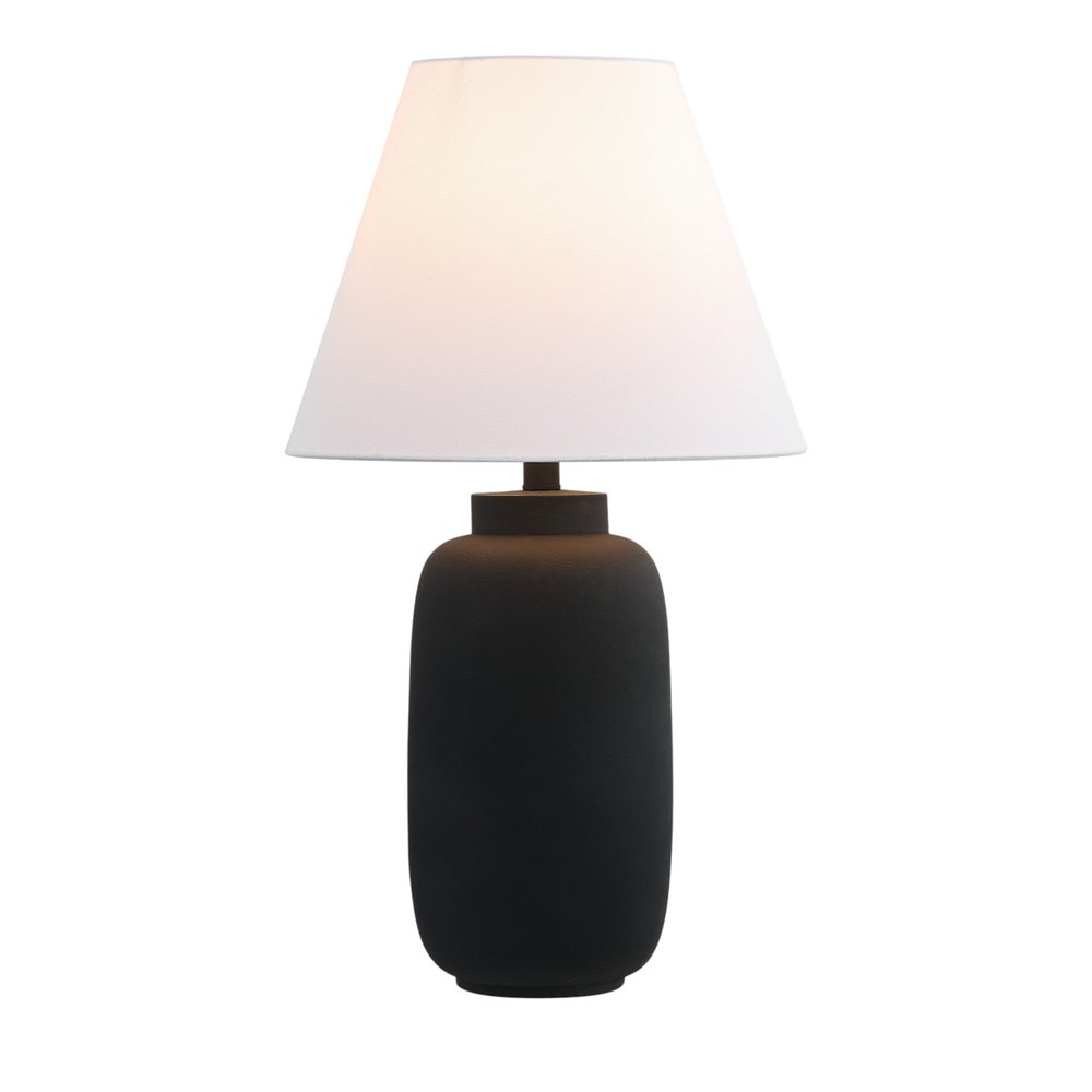 Set of Two 25" Black Urn Table Lamps With Cone Shades