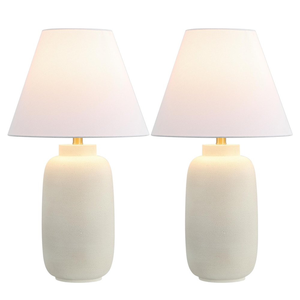 Set of Two 25" Cream Table Lamps With Cone Shades