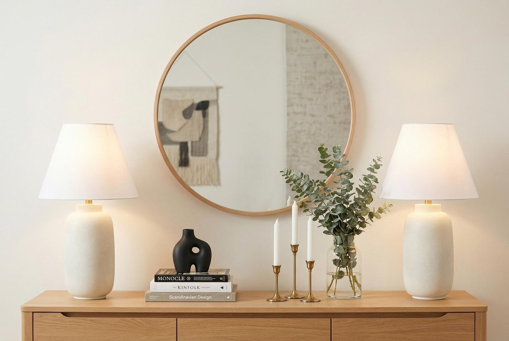 Set of Two 25" Cream Table Lamps With Cone Shades