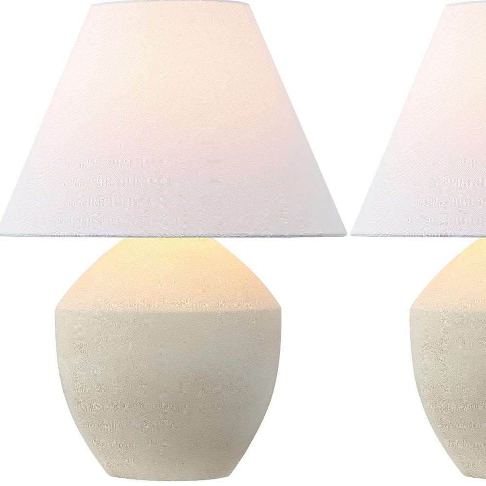 Set of Two 21" Cream Urn Bedside Lamps With Empire Shades