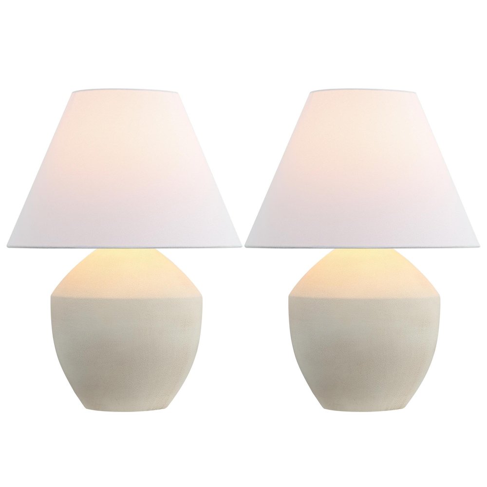 Set of Two 21" Cream Urn Bedside Lamps With Empire Shades