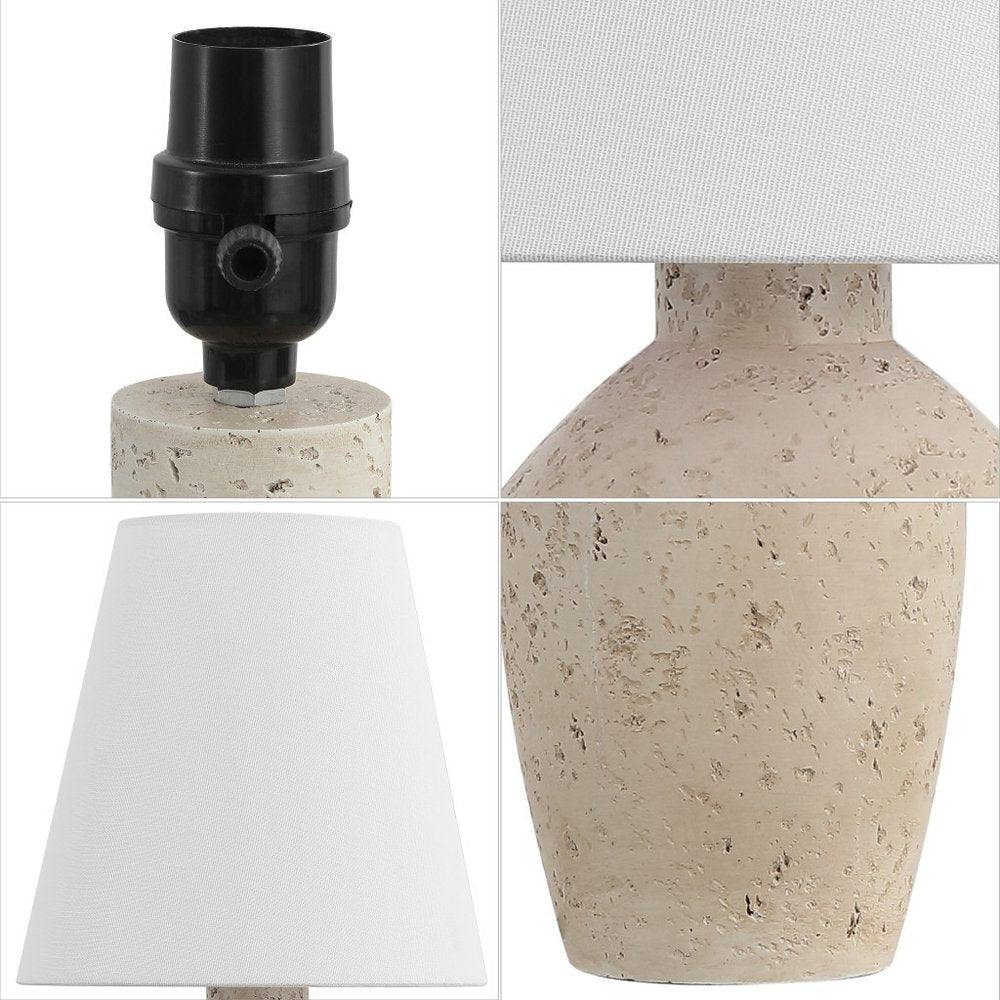 Set of Two 19" Cream Urn Bedside Lamps With Empire Shades on a white background