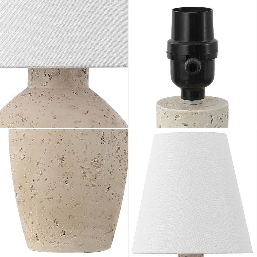 Set of Two 19" Cream Urn Bedside Lamps With Empire Shades