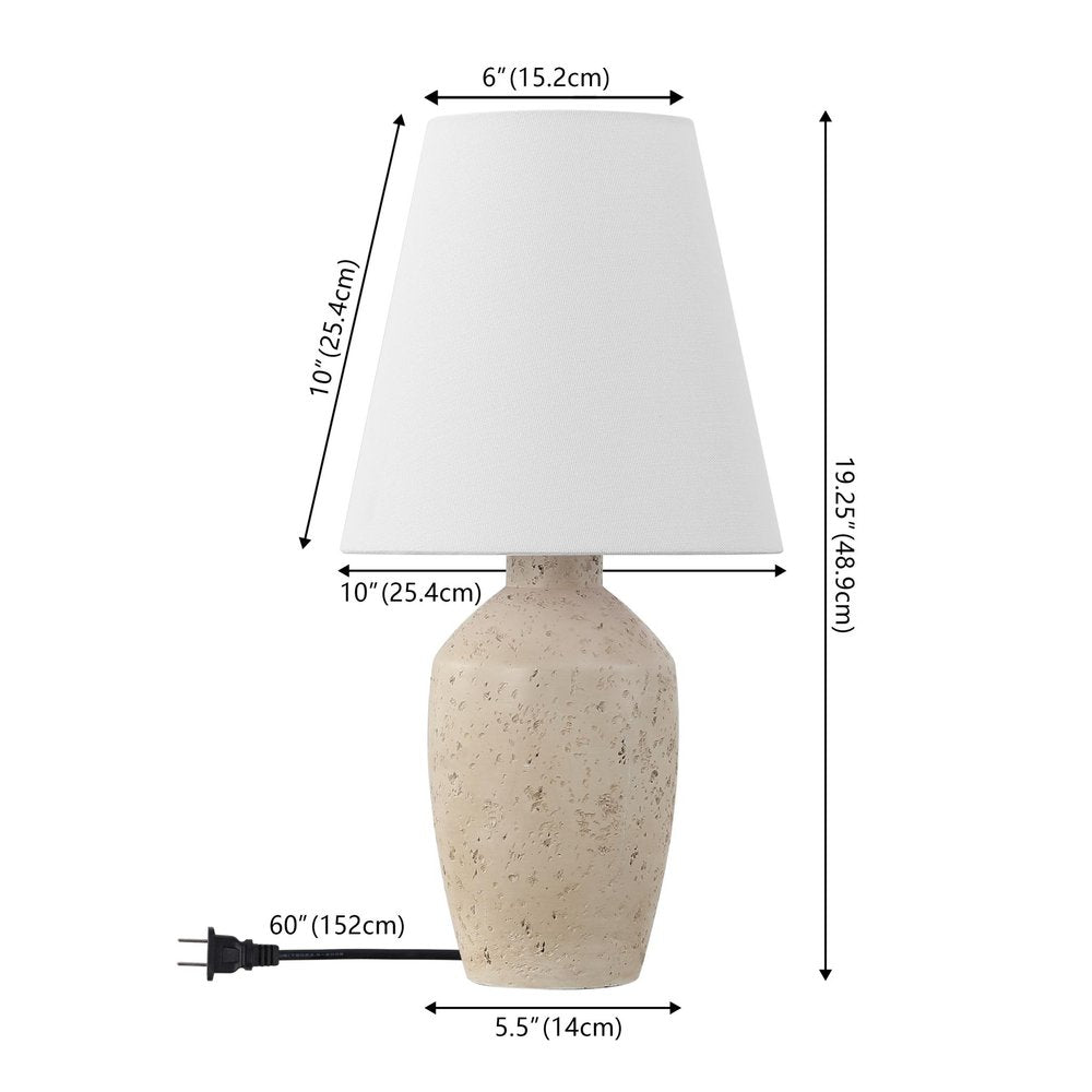 Set of Two 19" Cream Urn Bedside Lamps With Empire Shades