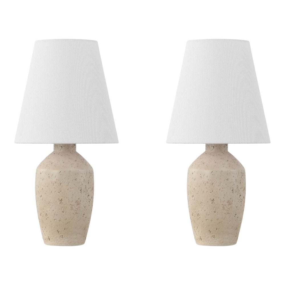 Set of Two 19" Cream Urn Bedside Lamps With Empire Shades