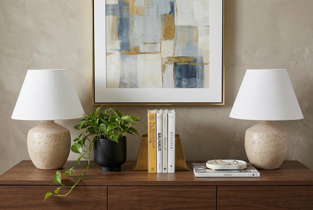 Set of Two 18" Clear Novelty Table Lamps With Empire Shades