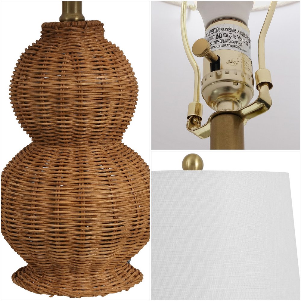 Set of Two 23" Clear Gourd Table Lamps With Empire Shades on a white background