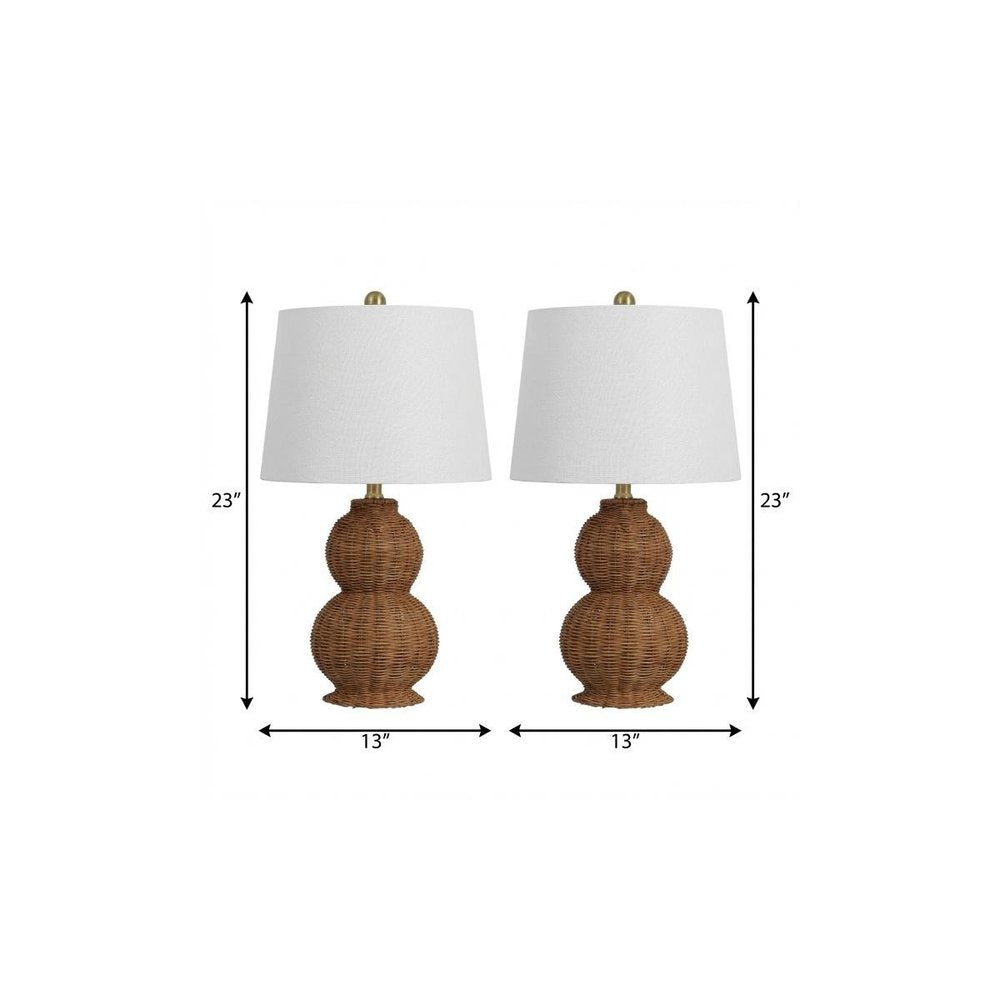 Set of Two 23" Clear Gourd Table Lamps With Empire Shades on a white background