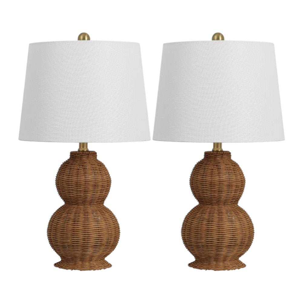 Set of Two 23" Clear Gourd Table Lamps With Empire Shades
