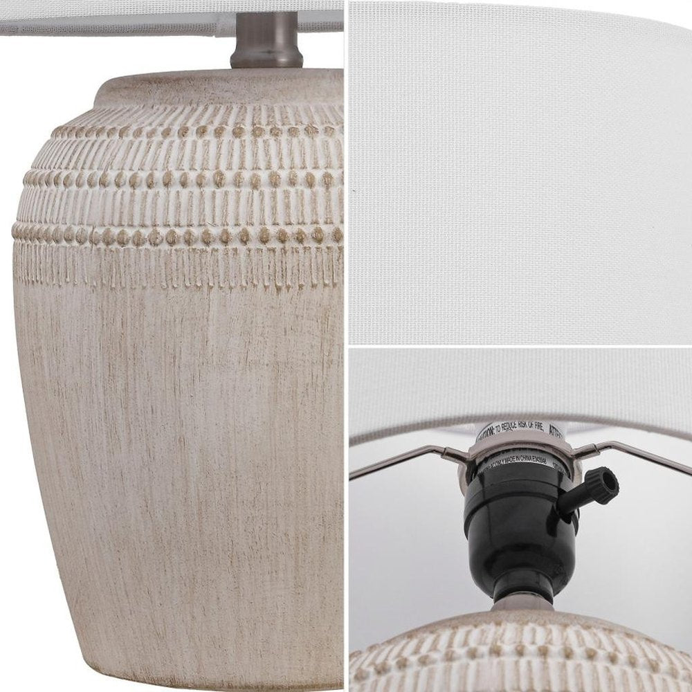 Set of Two 17" Clear Gourd Table Lamps With Drum Shades close-up detail