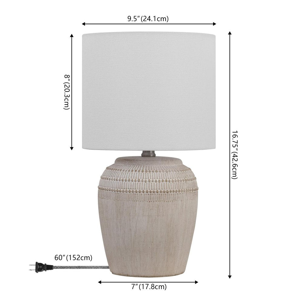 Set of Two 17" Clear Gourd Table Lamps With Drum Shades on a white background