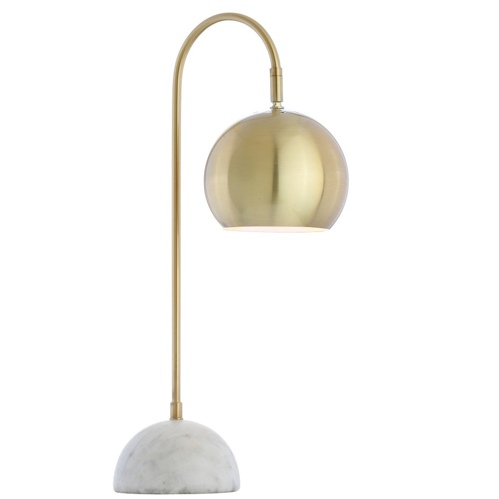 24" White Novelty Table Lamp With Globe Shade. Table lamp isolated on a plain white background, showing its white color.