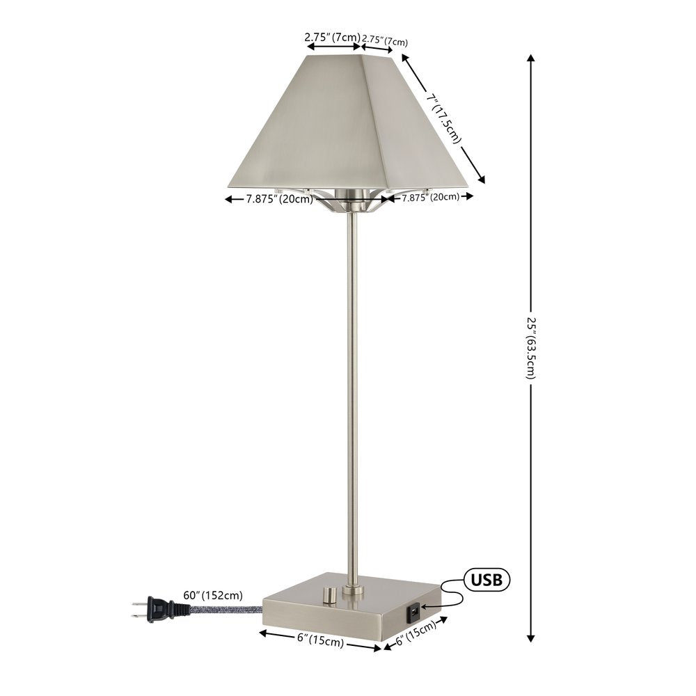 25" Nickel Table Lamp With Novelty Shade. Table lamp isolated on a plain white background, in a silver finish.