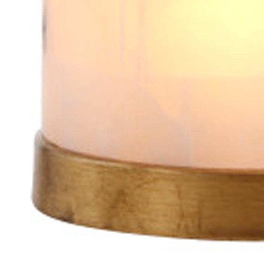 26" White And Gold Table Lamp With Drum Shade. Table lamp isolated on a plain white background, in a gold finish.