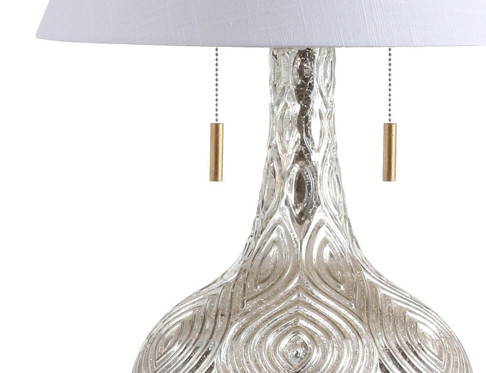 31" Gold Novelty Table Lamp With Globe Shade. Table lamp isolated on a plain white background, showing its gold color.