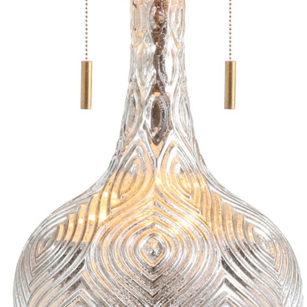 31" Gold Novelty Table Lamp With Globe Shade. Table lamp isolated on a plain white background.