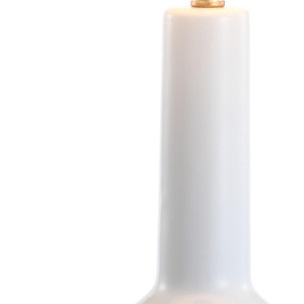 29" White And Gold Urn Table Lamp With Empire Shade. Table lamp isolated on a plain white background, showing its white color.
