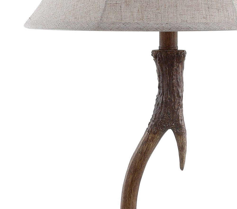 28" Brown Novelty Table Lamp With Globe Shade. Table lamp isolated on a plain white background, in a brown finish.
