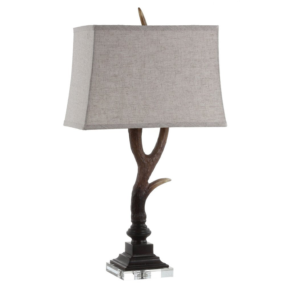 30" Brown And Clear Novelty Table Lamp With Shade. Table lamp isolated on a plain white background, finished in clear.