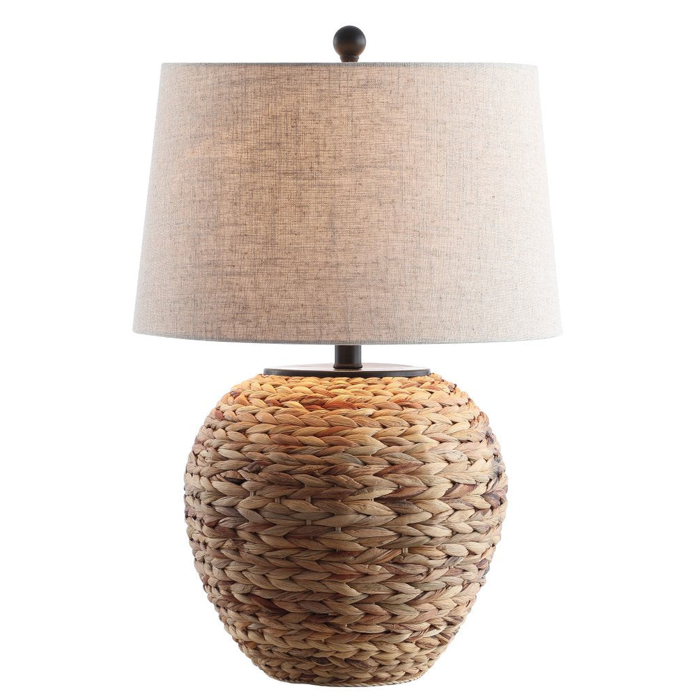 25" Clear Urn Table Lamp With Globe Shade. Table lamp isolated on a plain white background.