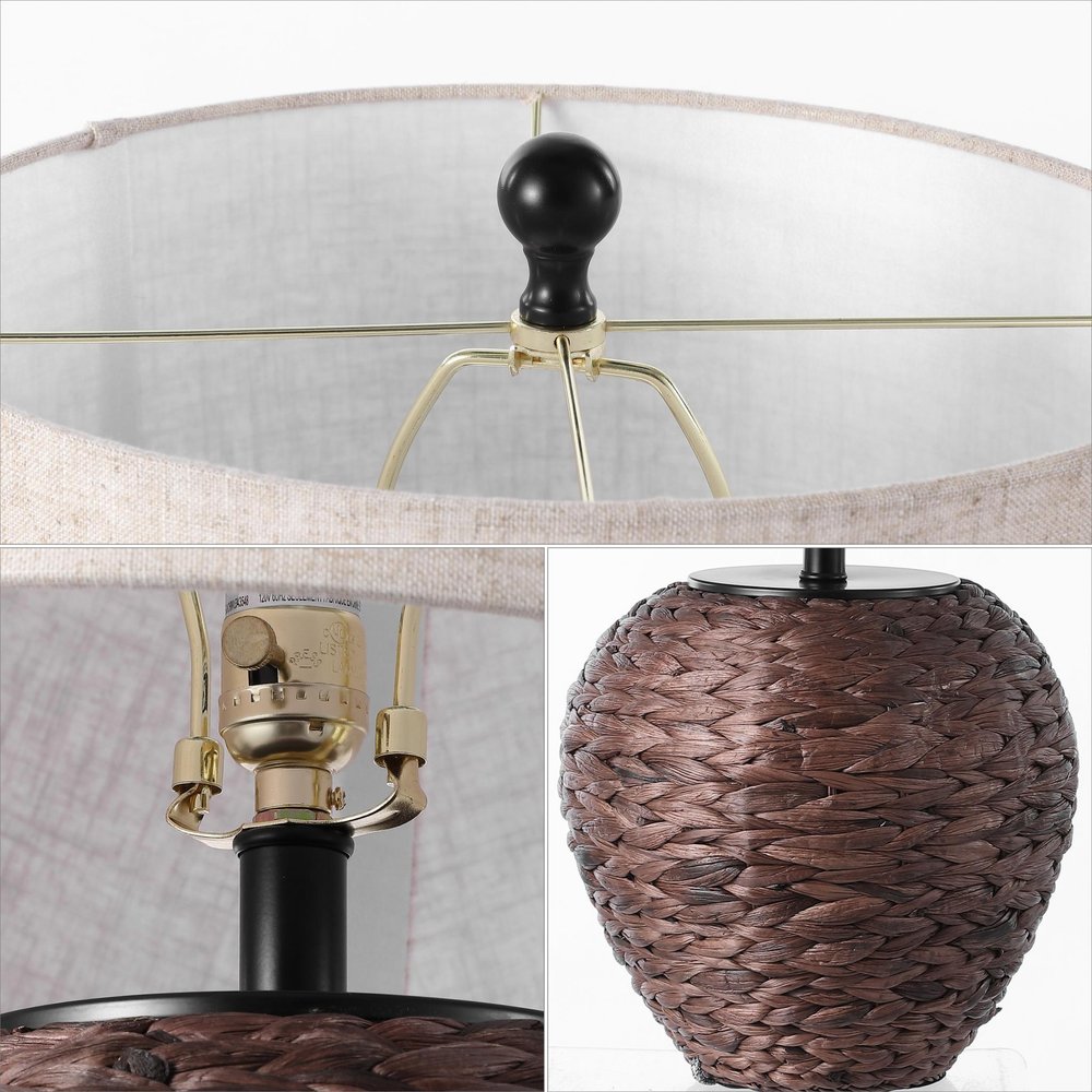 25" Clear Urn Table Lamp With Globe Shade. Table lamp in clear.