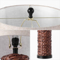 Set of Two 25" Black Table Lamps With Drum Shades on a white background