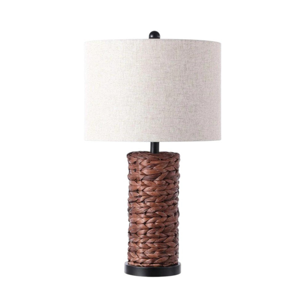 Set of Two 25" Black Table Lamps With Drum Shades