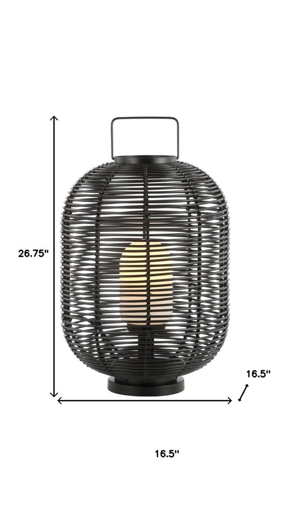 27" Black Novelty Lantern. Home product isolated on a plain white background, finished in black.