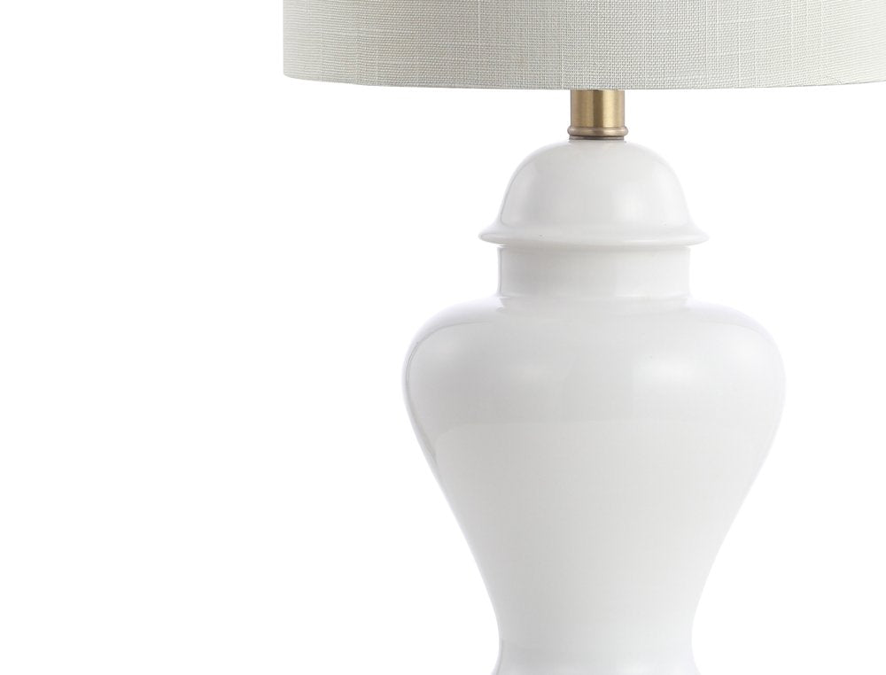 Set of Two 22" White And Gold Urn Bedside Lamps With Drum Shades