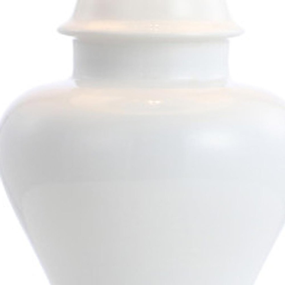 Set of Two 22" White And Gold Urn Bedside Lamps With Drum Shades