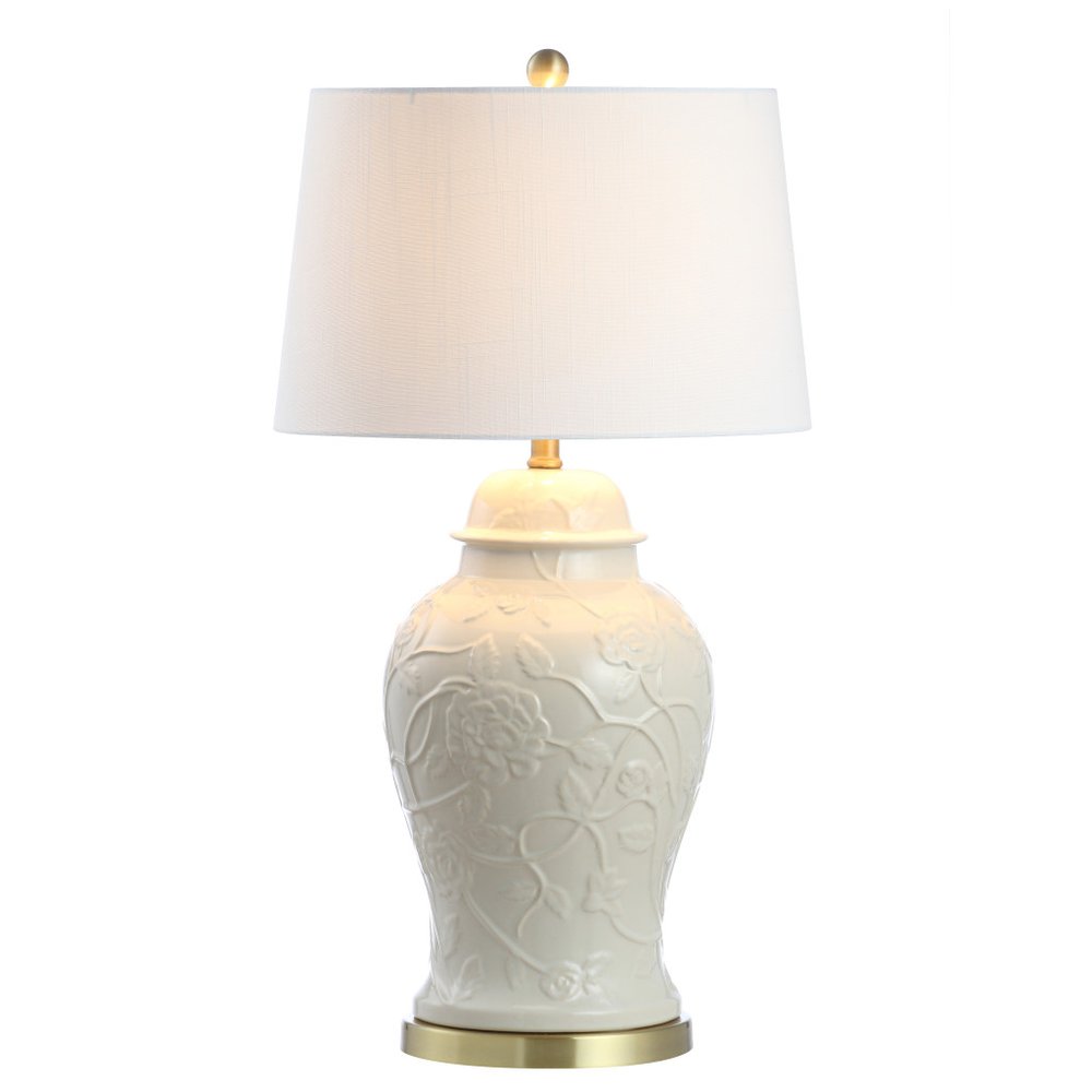 30" Gold Novelty Table Lamp With Empire Shade. Table lamp isolated on a plain white background.