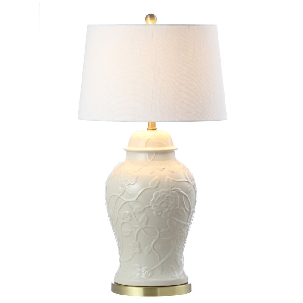 30" Gold Novelty Table Lamp With Empire Shade. Table lamp isolated on a plain white background.