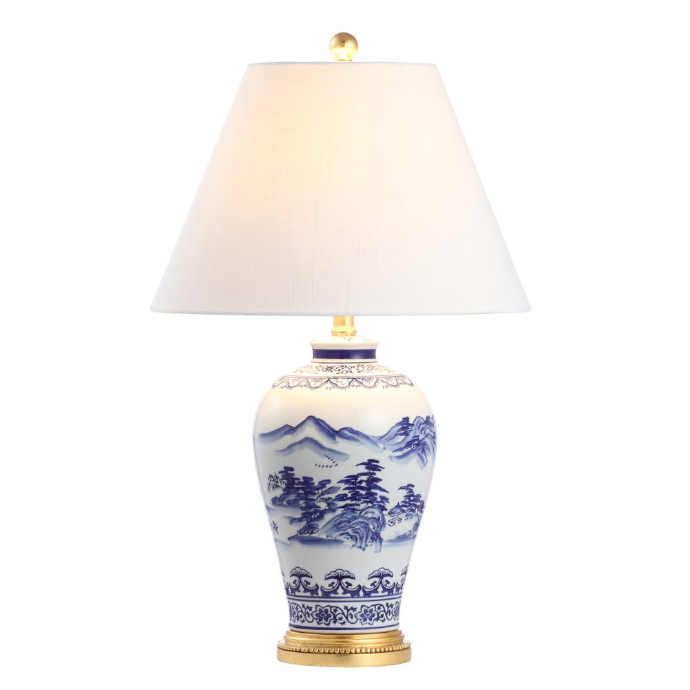 27" Gold Novelty Table Lamp With Empire Shade. Table lamp isolated on a plain white background.